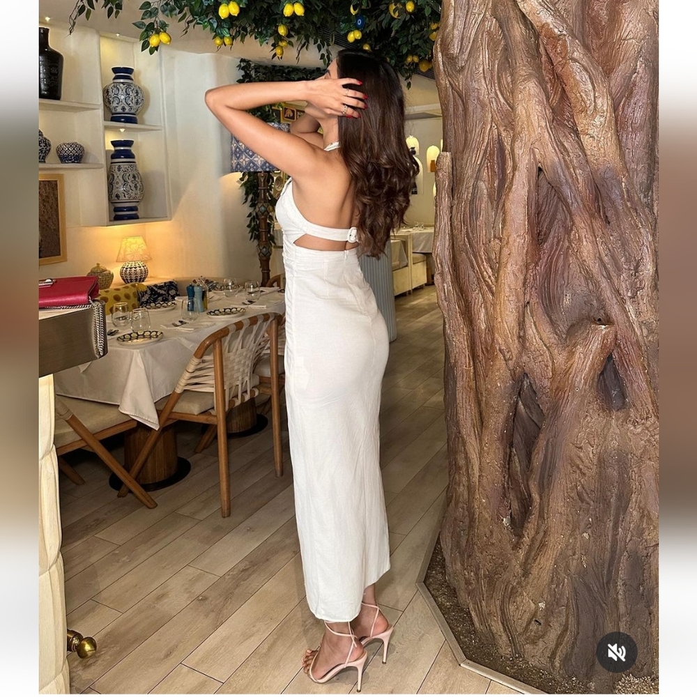 Zara DRESS MIDI CREAM SIZE XS - Picture 6 of 16
